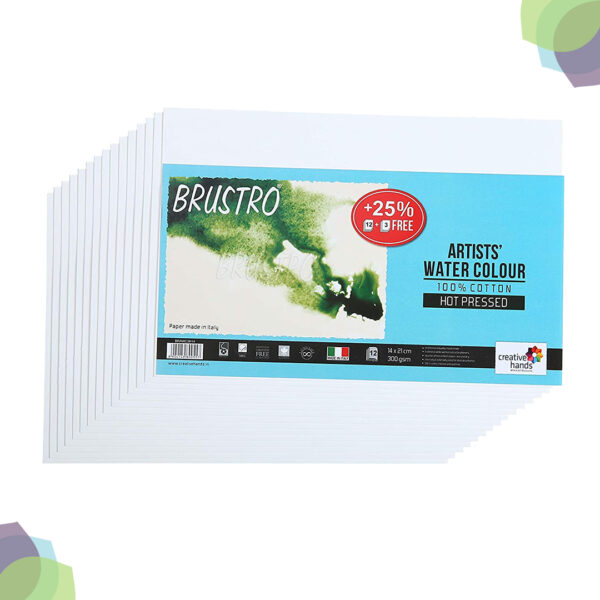 BRUSTRO Watercolour Paper 300 GSM 14 CM x 21 CM 100% cotton 100 Cotton Artists Watercolour Papers 300 GSM