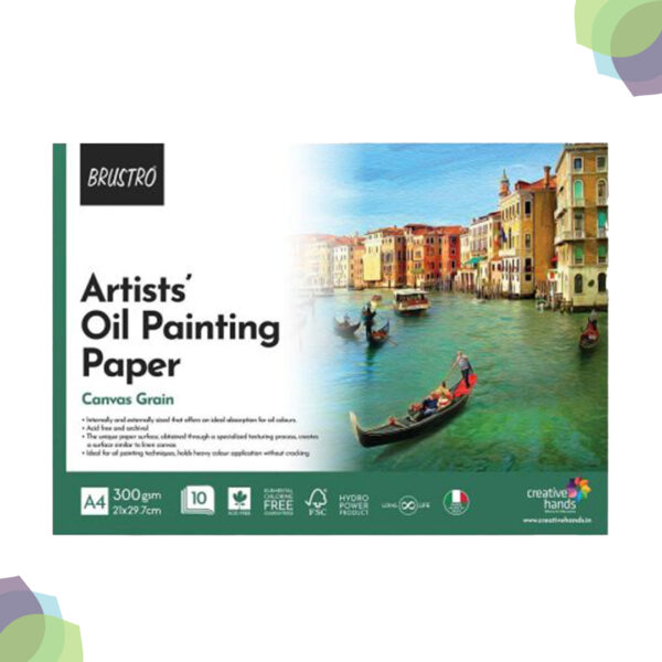 BRUSTRO Artists' Oil Painting Papers Glued Pads 300 GSM Artists Oil Painting Paper 300 GSM A4 Glued Pad