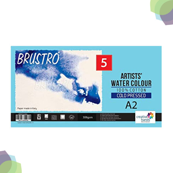 BRUSTRO Watercolour Paper 300 GSM A2 100% cotton Artists Watercolour Paper 100 Cotton Cold Pressed 300 GSM