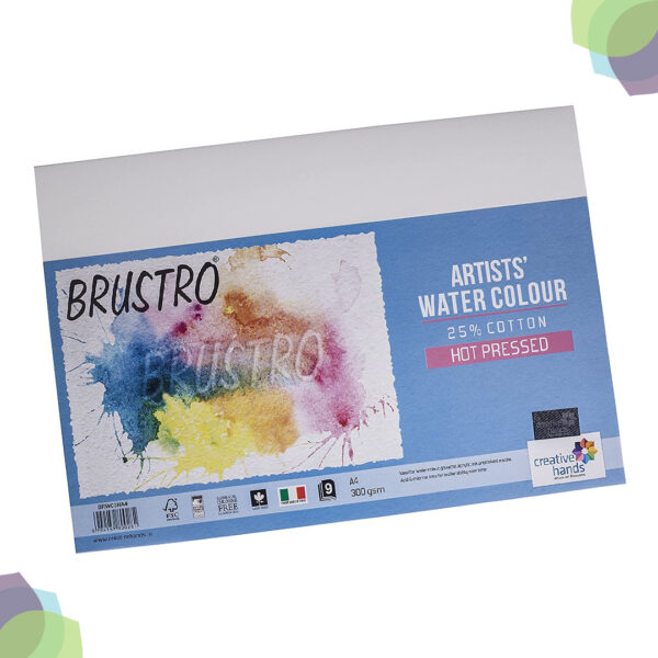BRUSTRO Watercolour Hot Pressed Packs 300 GSM 25% cotton Artists Watercolour Paper 300 GSM