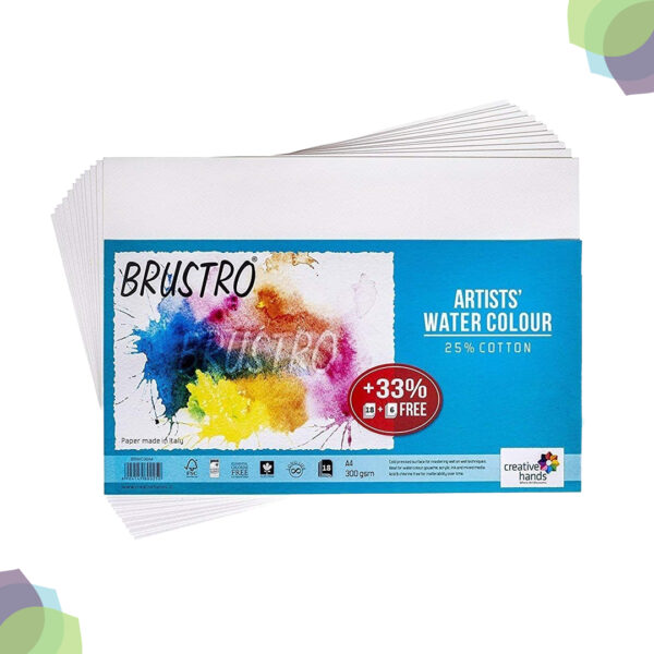 BRUSTRO Watercolour Cold Pressed Packs 300 GSM 25% cotton Artists Watercolour Paper 300 GSM A4