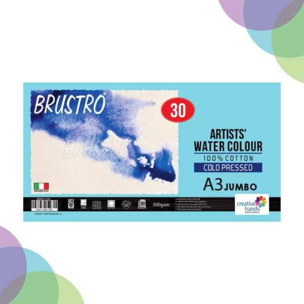 BRUSTRO Watercolour300 GSM Jumbo Packs 100% cotton Brustro Artists Watercolour 100 Cotton CP 300gsm Jumbo A3
