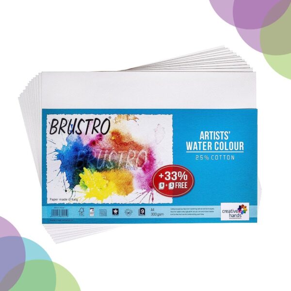 BRUSTRO Watercolour Cold Pressed Packs 200 GSM 25% cotton Brustro Artists Watercolour Paper 300 GSM A4 25 Cotton