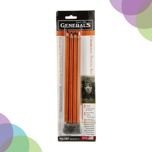 General Charcoal Pencil Set 557Bp Generals Charcoal Drawing Set WhiteBlack Set of 7 Pencils and 1 sharpner