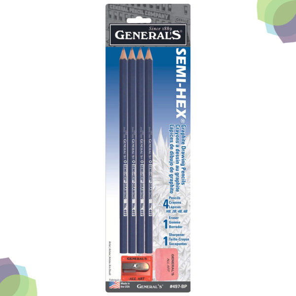 General Semi-Hex Graphite Drawing Pencils 4-Pkg Semi Hex Graphite Drawing Pencils