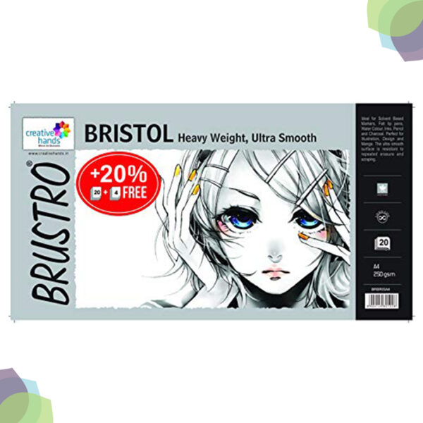 BRUSTRO Bristol Ultra Smooth Papers 250 GSM Ultra Smooth Bristol Sheets A4 Size 250 GSM