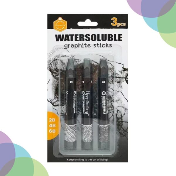 Keep Smilling Watersoluble Graphite Sticks 2B/4B/6B 3PCS WATERSOLUBLE GRAPHITE STICK