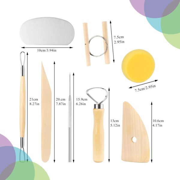 Keep Smiling Pottery Tools Kit 8pcs 8 Pieces Wooden Pottery Sculpting