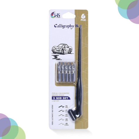 Cart HS Oblique Calligraphy Dip Pen Set With 5 Nibs