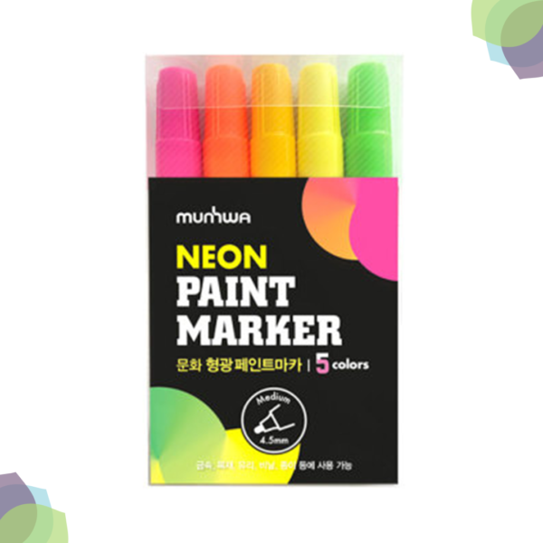 Munhwa Neon Paint Marker Set Of 5 Munhwa Neon Paint Marker Set Of 5