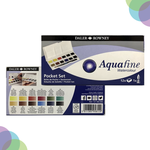 Daler-Rowney Aquafine Pocket Set 12 + Brush Daler Rowney Aquafine Pocket Set 12 Brush