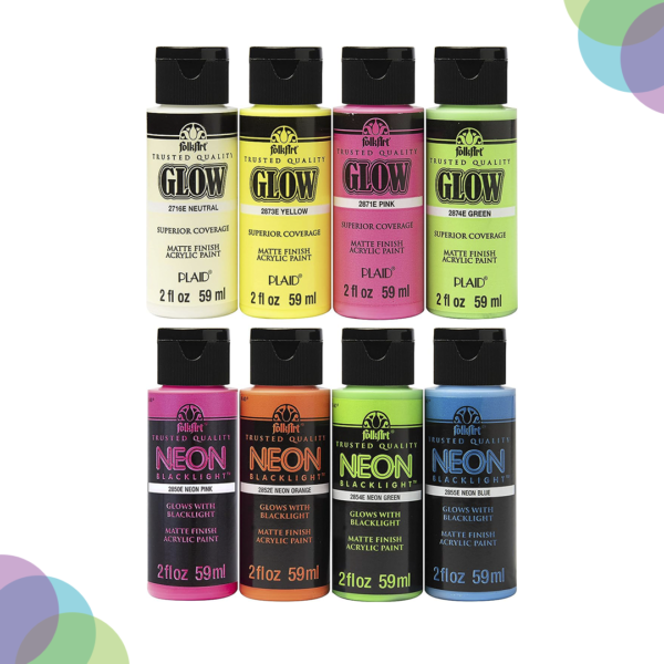 FolkArt Neon & Glowin The Dark 59ml Set of 8 FolkArt Neon Glowin The Dark 59Ml Set Of 8