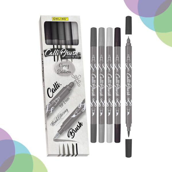 Online Calligraphy Brush Set Of 5 Grey Edition 19105 Online Calligraphy Brush Set Of 5 Grey Edition