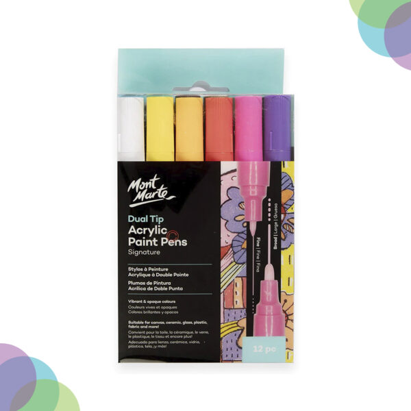 Mont Marte Acrylic Paint Pens Dual Tip Fine/Broad 12 Mont Marte Acrylic Paint Pens Dual Tip Fine Broad 12