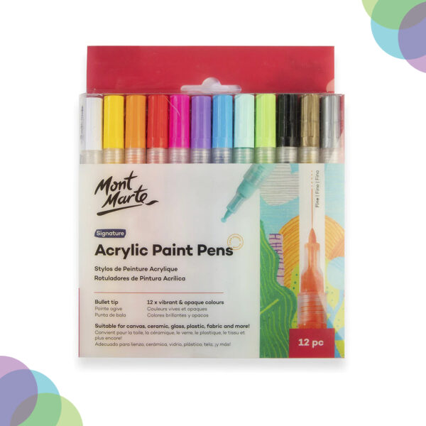 Mont Marte Acrylic Paint Pens Fine Tip 12 Mont Marte Acrylic Paint Pens Fine Tip 12