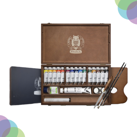 Cart Schmincke Norma Professional Oil Colour Wooden Box Set 15 X 35 Ml White 120 Ml With Accessories