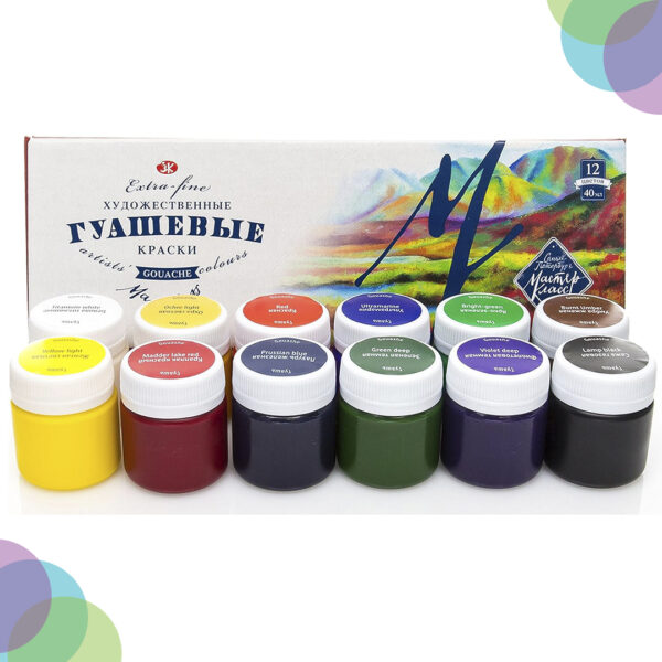 White Nights Gouache Artists' Colours Set Master Class 12 X 40 Ml Jars White Nights Gouache Artists Colours Set Master Class 12 X 40 Ml Jars