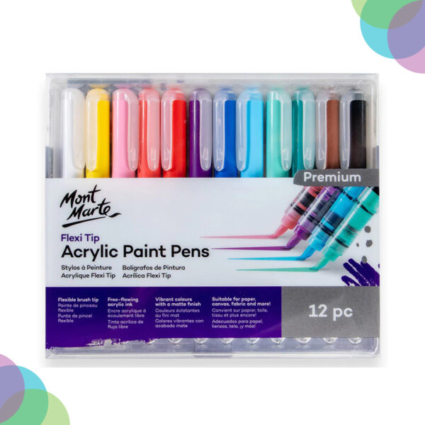 Mont Marte Flexi Tip Acrylic Paint Pens Set of 12 Mont Marte Flexi Tip Acrylic Paint Pens Set of 12