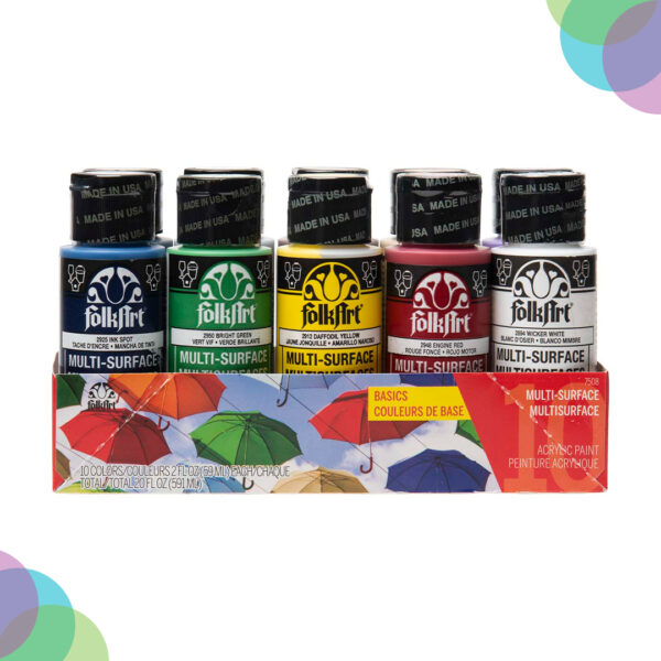 FolkArt Multi-Surface Satin Acrylic Colour Set Of 10 Basic (7508) FolkArt Multi Surface Satin Acrylic Colour Set Of 10 Basic 7508