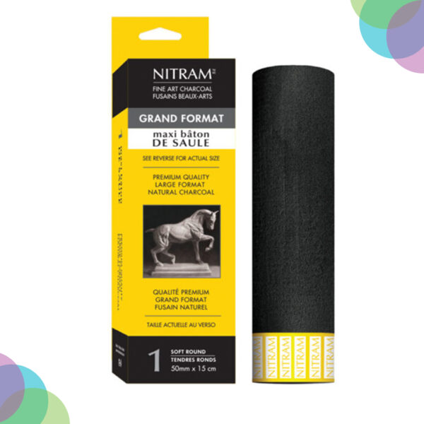 Nitram Maxi Baton de Saule Extra Soft Charcoal Round 50mm X 1pc Nitram Maxi Baton de Saule Extra Soft Charcoal Round 50mm X 1pc