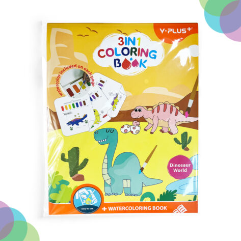 Art & Craft Material Suppliers YPLUS Colouring Book 3 In 1 Dinosaur World