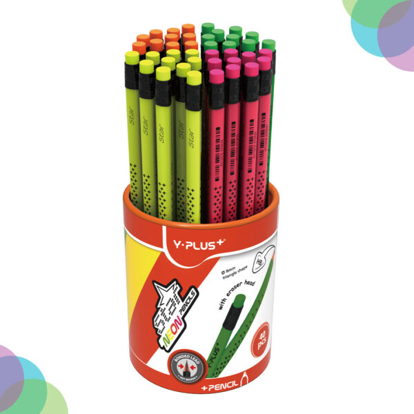 YPLUS Star Neon Pencils HB Set of 40 YPLUS Star Neon Pencils HB Set of 40