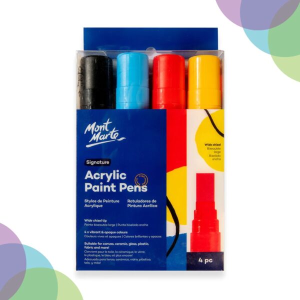 Mont Marte Acrylic Paint Pens Wide Chisel Tip 4pc