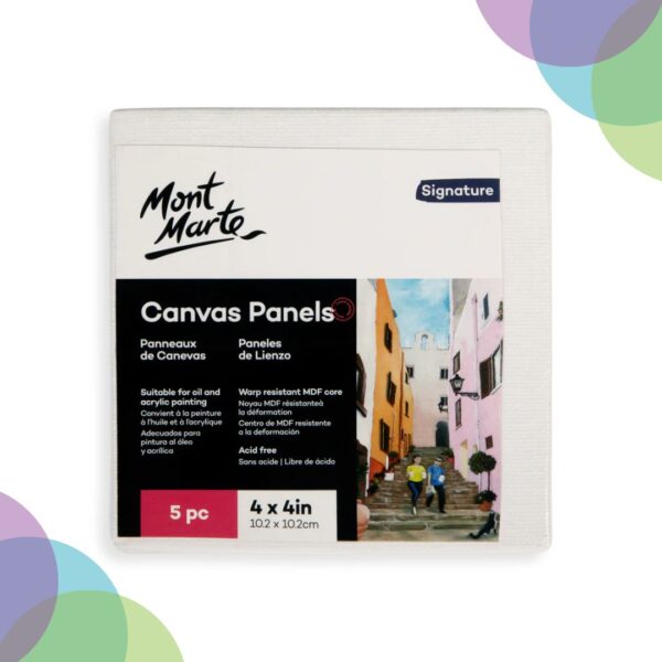 Mont Marte Canvas Boards Pack 5 10.2x10.2cm