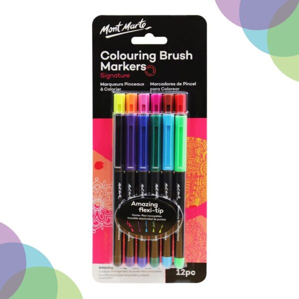 Mont Marte Colouring Brush Markers 12pc