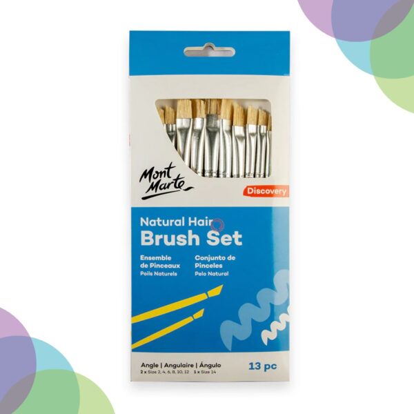 Mont Marte Natural Hair Flat Angle Brush Set 13